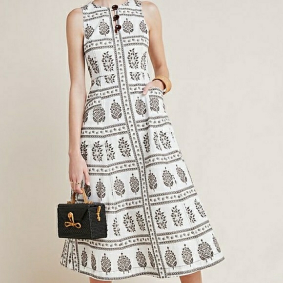 Anthropologie Dresses & Skirts - Anthropologie Woodblock Floral Sleeveless Dress 8
